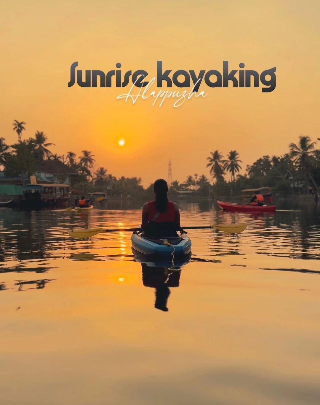 Guided kayaking Alleppey tour with stable boats and safety gear